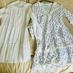 Melissa Odabash and True Destinations White and White and Blue Patterned Fabric